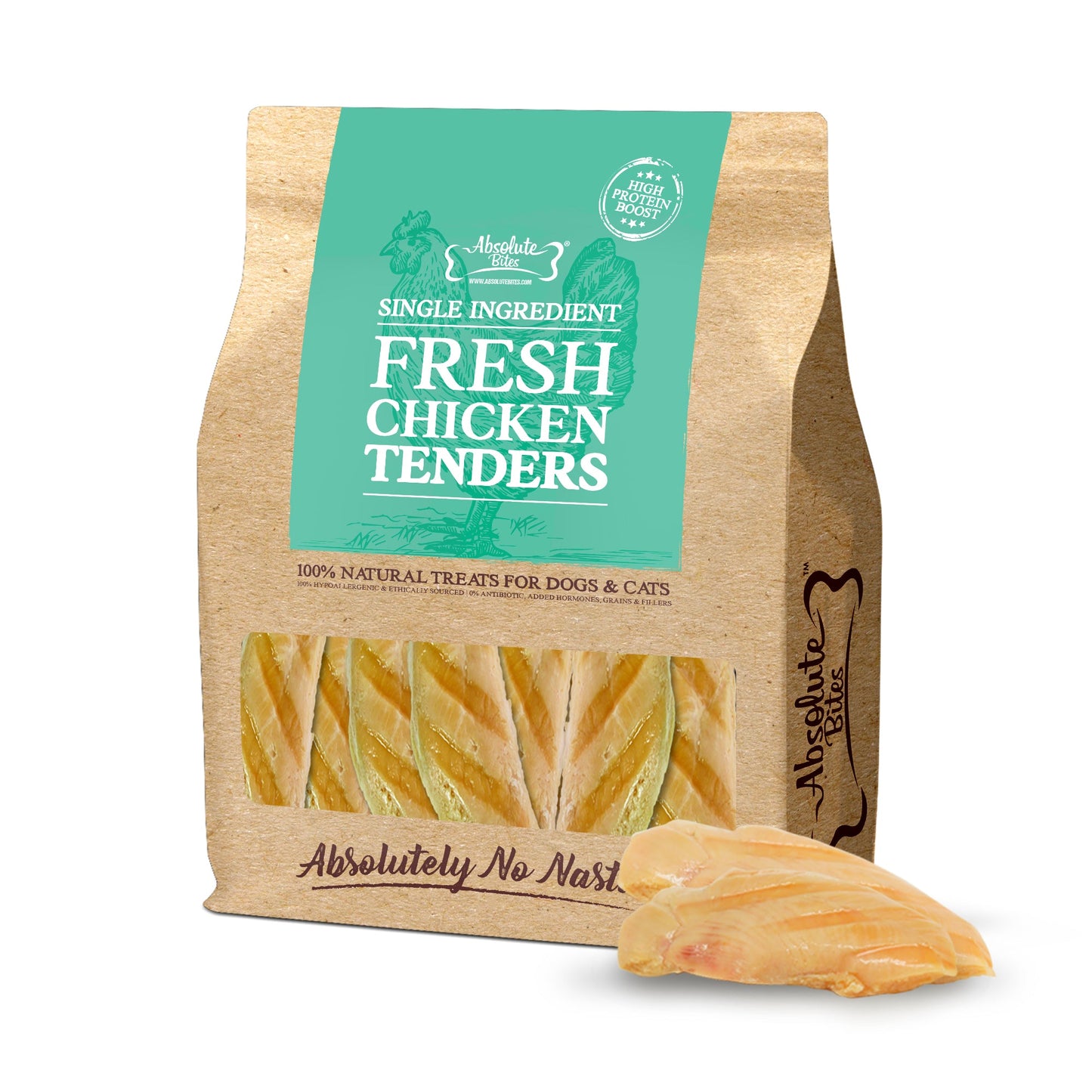 Absolute Bites Single Ingredient Fresh Cuts Treat for Cats & Dogs - Chicken Tenderloin (360g) | 12pcs