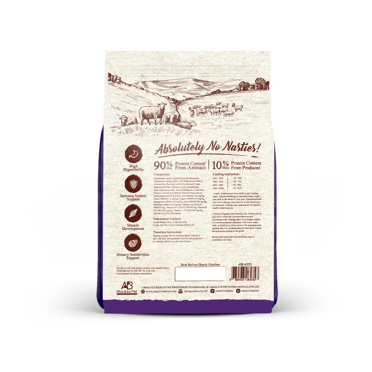 Absolute Bites Wild Age Dry Cat Food - Lamb (3.3lbs)
