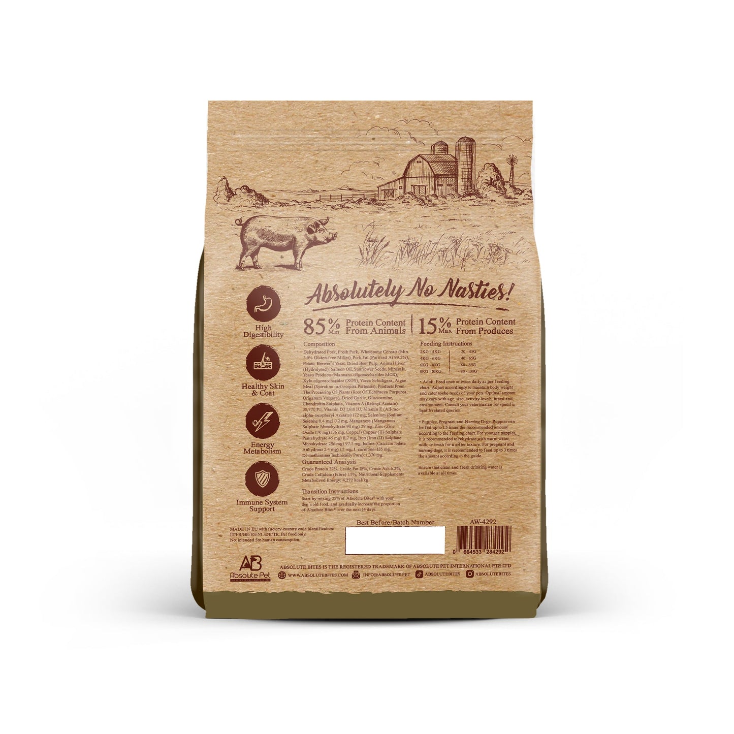 Absolute Bites Wild Age Dry Dog Food - Pork & Potato (3.3lbs)