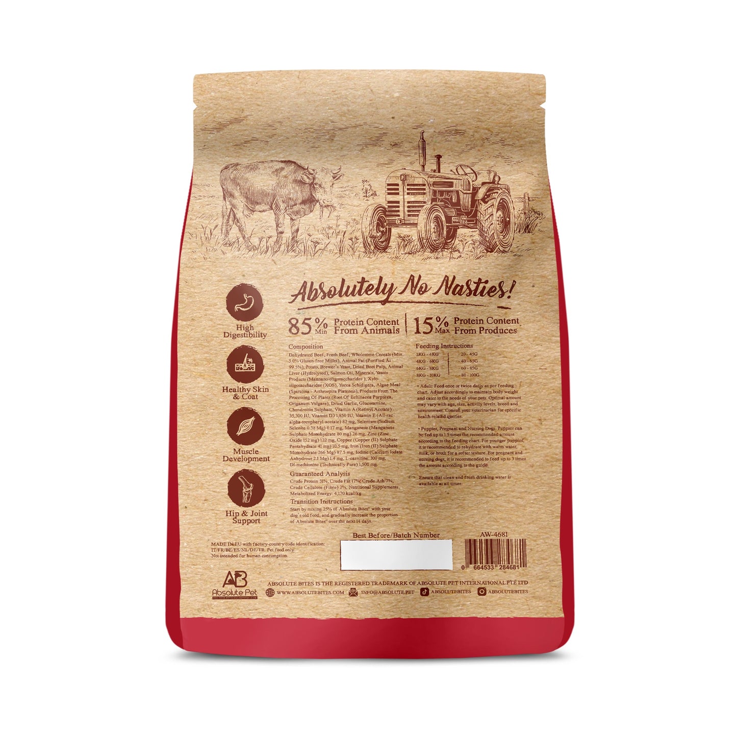 Absolute Bites Wild Age Dry Dog Food - Beef & Potato (22lbs)