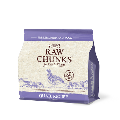 Absolute Bites Raw Chunks Freeze Dried Raw Food for Cats & Kittens | Quail Recipe