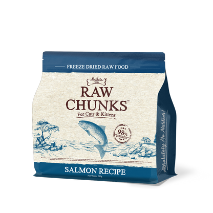 Absolute Bites Raw Chunks Freeze Dried Raw Food for Cats & Kittens | Salmon Recipe