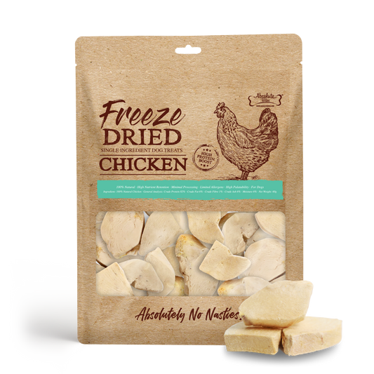 Absolute Bites Single Ingredient Freeze Dried Raw Treats for Dogs - Chicken Breast (60g)
