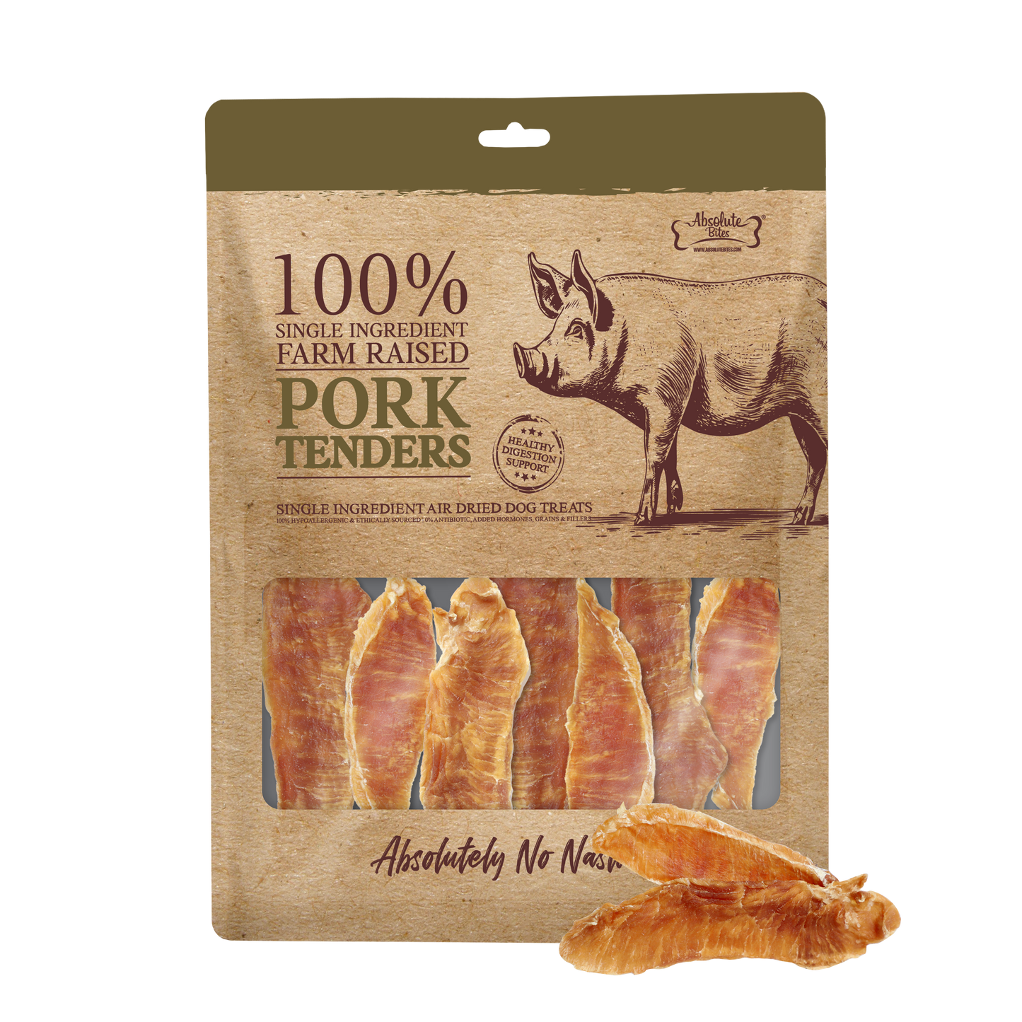 Absolute Bites Single Ingredient Air Dried Treats for Dogs - Pork Tenderloin (90g)