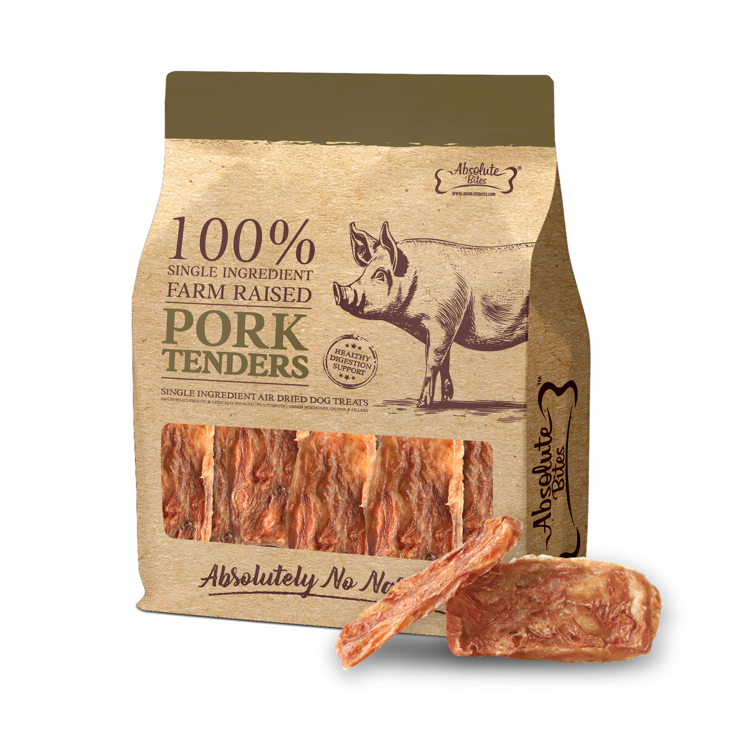 Absolute Bites Single Ingredient Air Dried Treats for Dogs - Pork Tenderloin (250g)