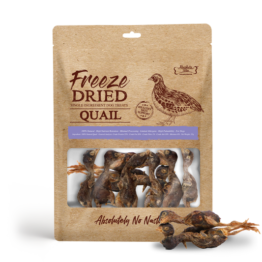 Absolute Bites Single Ingredient Freeze Dried Dog Treats - Quail (25g)