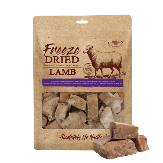 Absolute Bites Single Ingredient Freeze Dried Raw Treats for Dogs - Lamb (80g)