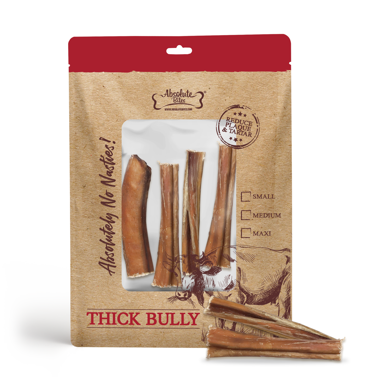 Absolute Bites Single Ingredient Dog Chew - Thick Bully Stick (Small) | 4pcs