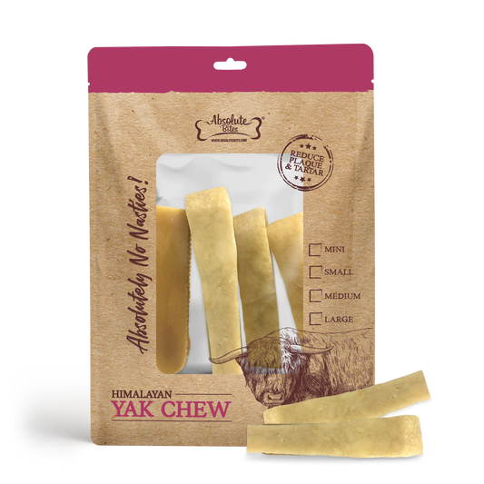 Absolute Bites Himalayan Yak Chew, high-protein, natural chew made from premium yak milk.