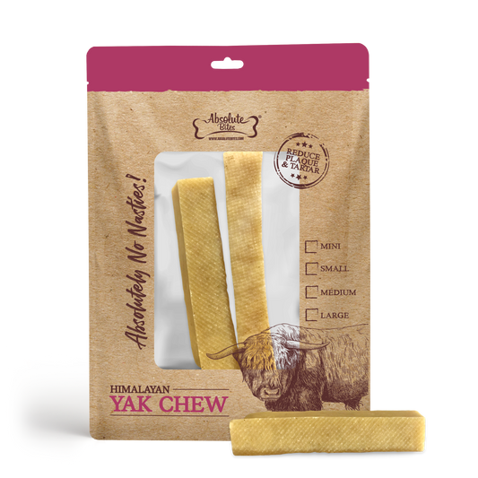 Absolute Bites Himalayan Yak Chew, high-protein, natural chew made from premium yak milk.