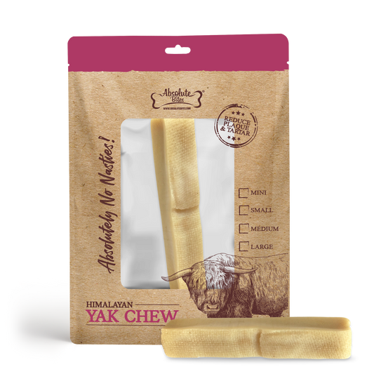 Absolute Bites Himalayan Yak Chew, high-protein, natural chew made from premium yak milk.