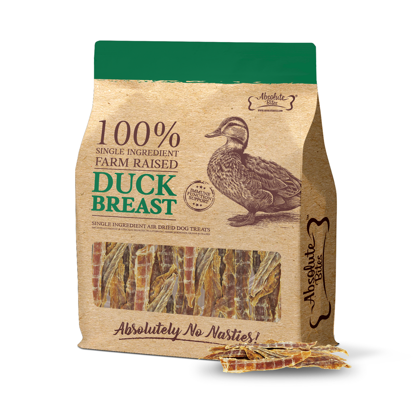 Absolute Bites Single Ingredient Air Dried Treats for Dogs - Duck Breast (350g)