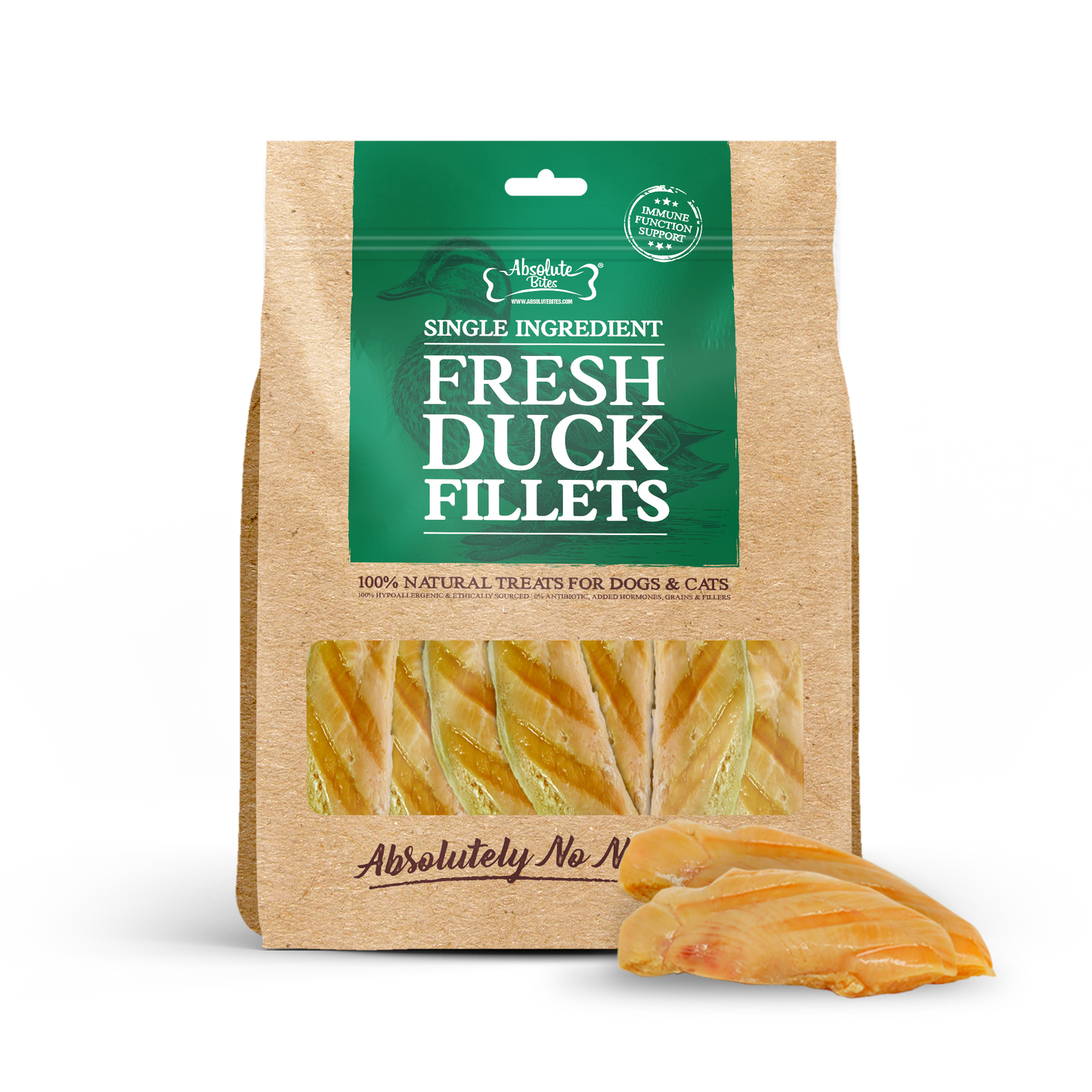 Absolute Bites Single Ingredient Fresh Cuts Treat for Cats & Dogs - Fresh Duck Fillets (360g) | 12pcs