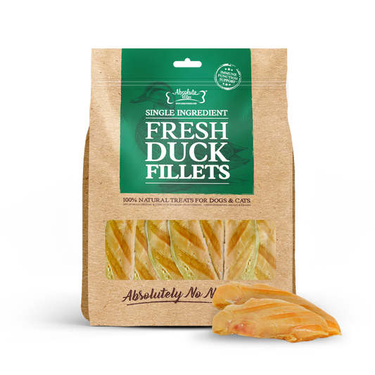Absolute Bites Single Ingredient Fresh Cuts Treat for Cats & Dogs - Fresh Duck Fillets (360g) | 12pcs