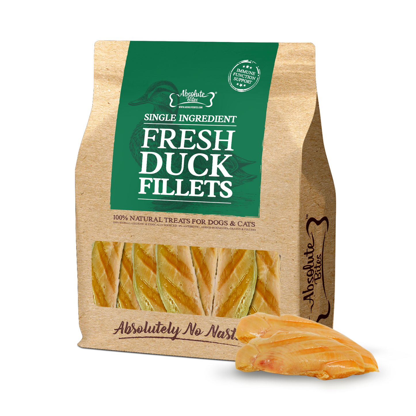 Absolute Bites Single Ingredient Fresh Cuts Treat for Cats & Dogs - Fresh Duck Fillets (360g) | 12pcs