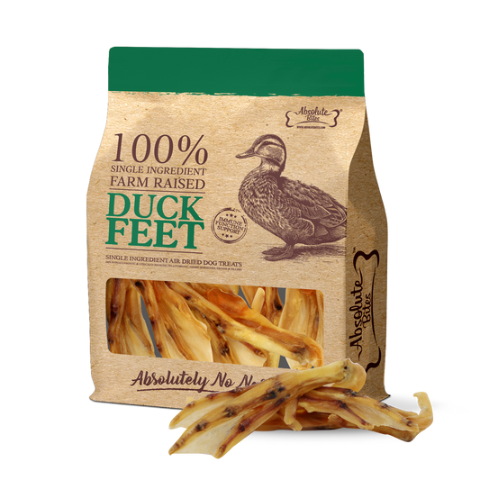 Absolute Bites Single Ingredient Air Dried Treats for Dogs - Farm Raised Duck Feet (16pcs)