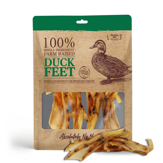 Absolute Bites Single Ingredient Air Dried Treats for Dogs - Farm Raised Duck Feet (4pcs)