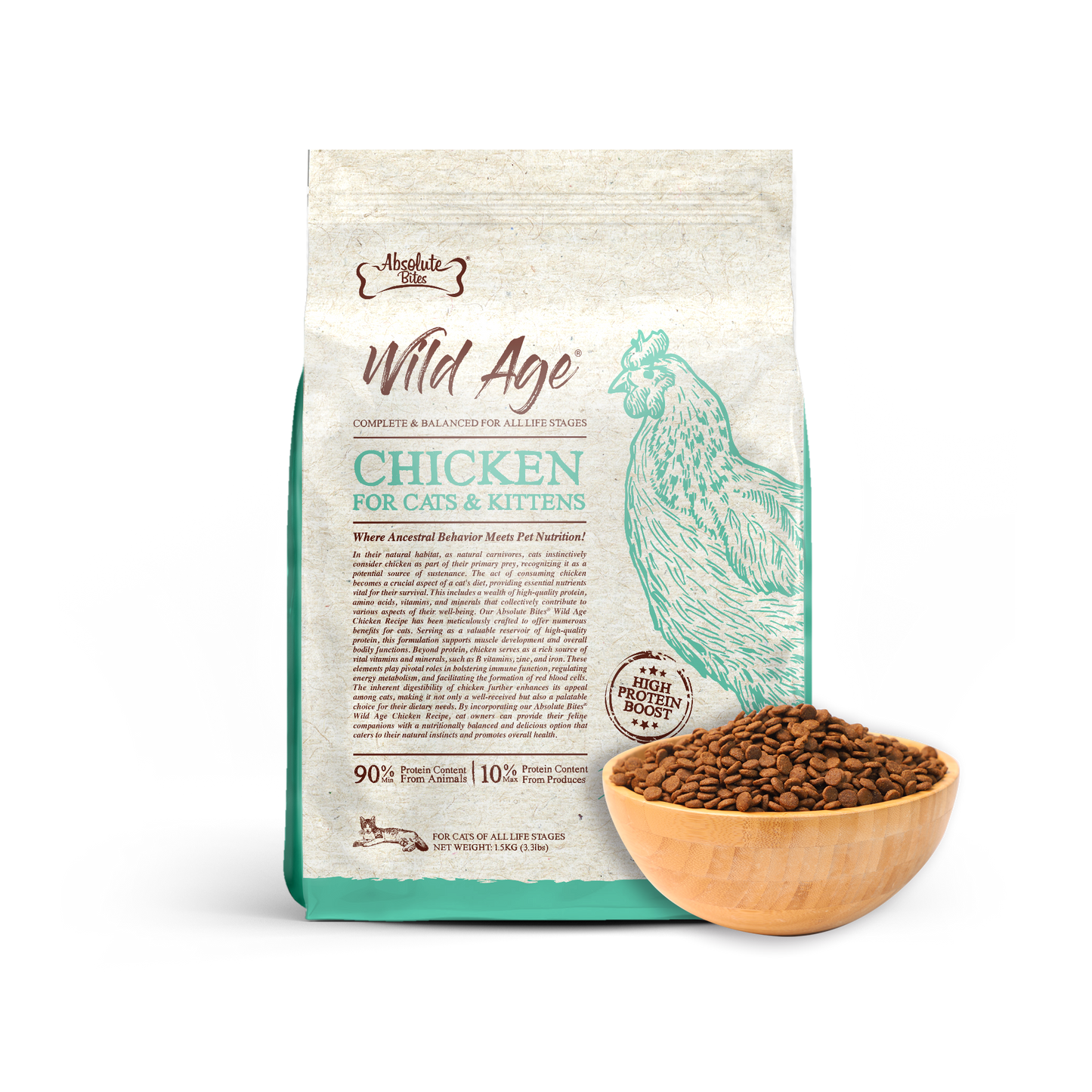 Absolute Bites Wild Age Dry Cat Food - Chicken