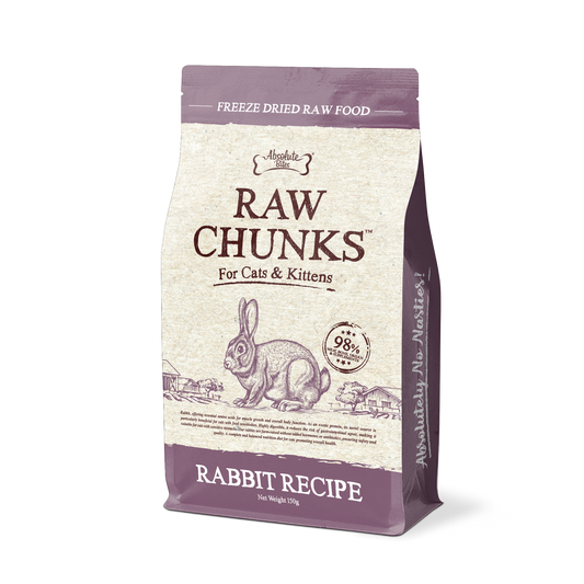 Absolute Bites Raw Chunks Freeze Dried Raw Food for Cats & Kittens | Rabbit Recipe