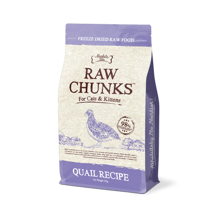 Absolute Bites Raw Chunks Freeze Dried Raw Food for Cats & Kittens | Quail Recipe
