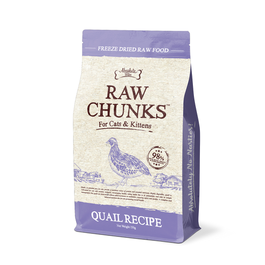 Absolute Bites Raw Chunks Freeze Dried Raw Food for Cats & Kittens | Quail Recipe