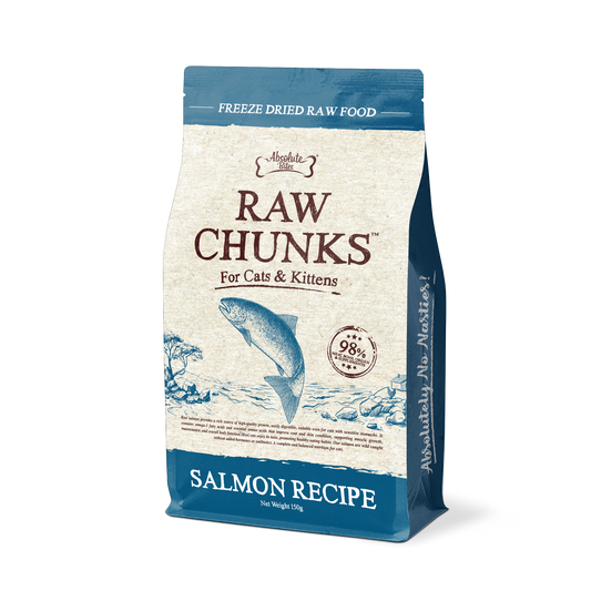 Absolute Bites Raw Chunks Freeze Dried Raw Food for Cats & Kittens | Salmon Recipe