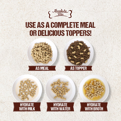 Absolute Bites Freeze-Dried Raw Quail Treats for Cats & Dogs, high-protein snacks made with premium raw quail.