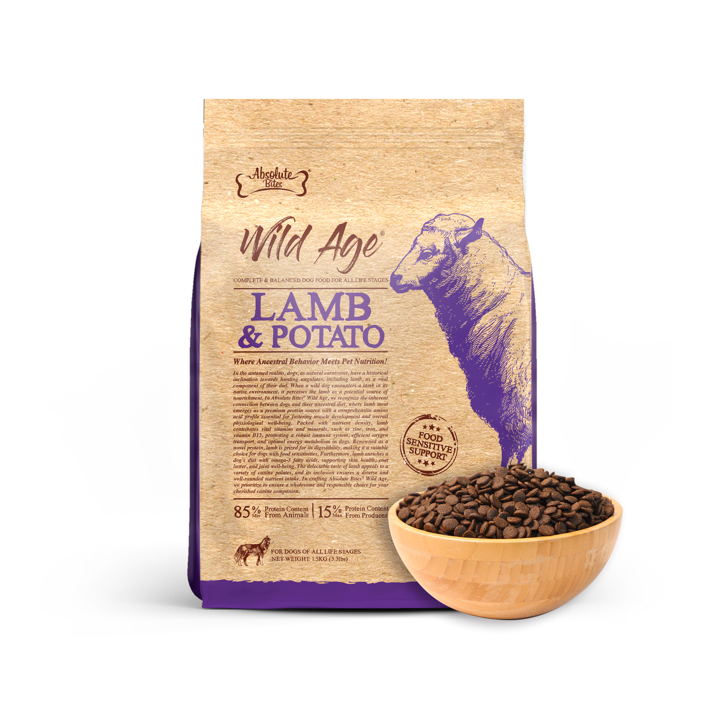 Absolute Bites Wild Age Dry Dog Food - Lamb & Potato