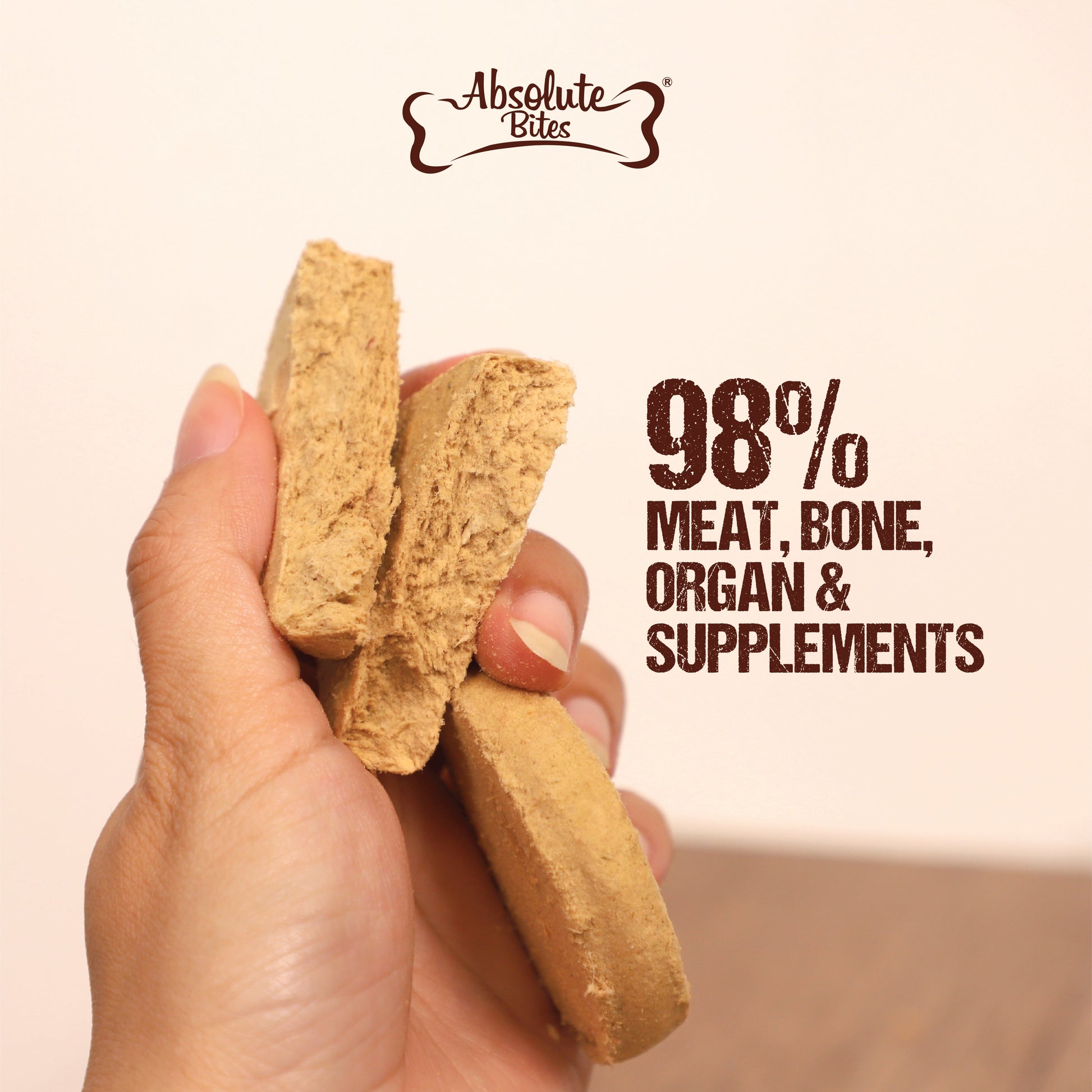 Absolute Bites Freeze-Dried Raw Lamb Patty for Dogs, high-protein treat made with premium raw lamb.