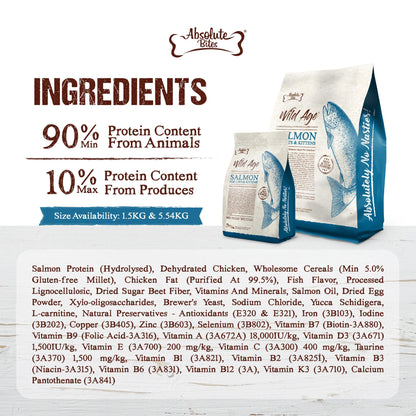 Absolute Bites Wild Age Dry Cat Food - Salmon