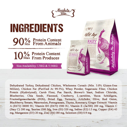 Absolute Bites Wild Age Dry Cat Food | Turkey