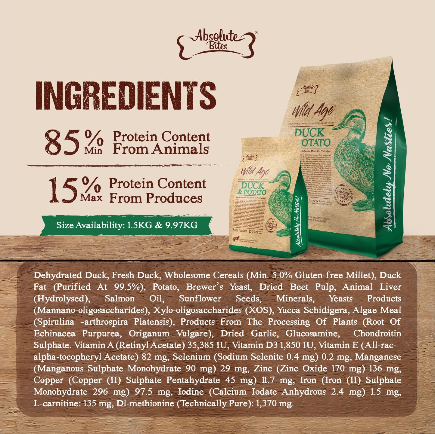 Absolute Bites Wild Age Dry Dog Food - Duck & Potato (3.3lbs)