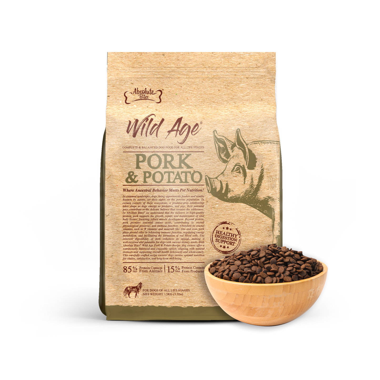 Absolute Bites Wild Age Dry Dog Food - Pork & Potato