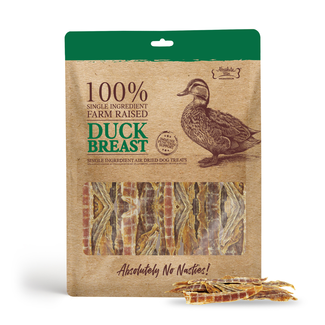 Absolute Bites Single Ingredient Air Dried Treats for Dogs - Duck Breast (110g)