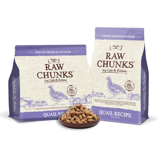 Absolute Bites Raw Chunks Freeze Dried Raw Food for Cats & Kittens | Quail Recipe