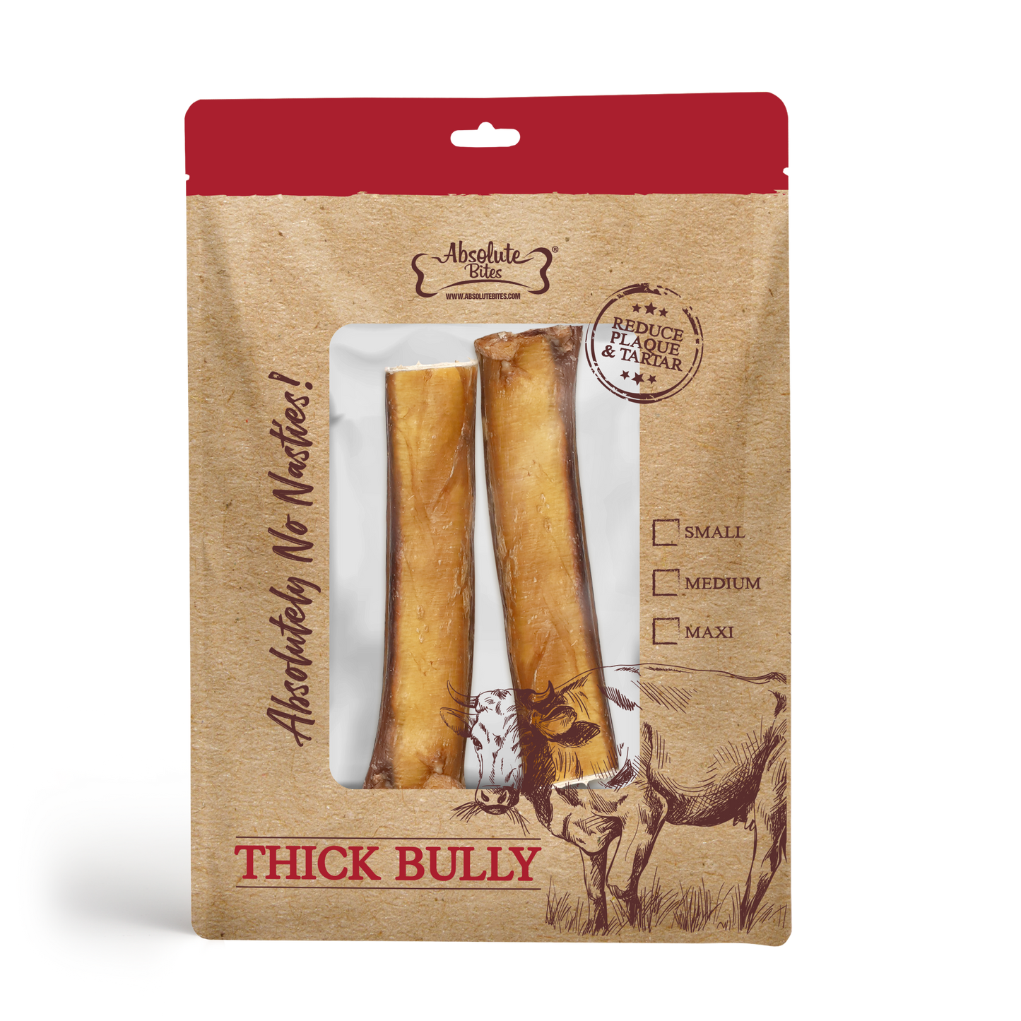Absolute Bites Single Ingredient Dog Chew - Thick Bully Stick (Maxi) | 2pcs