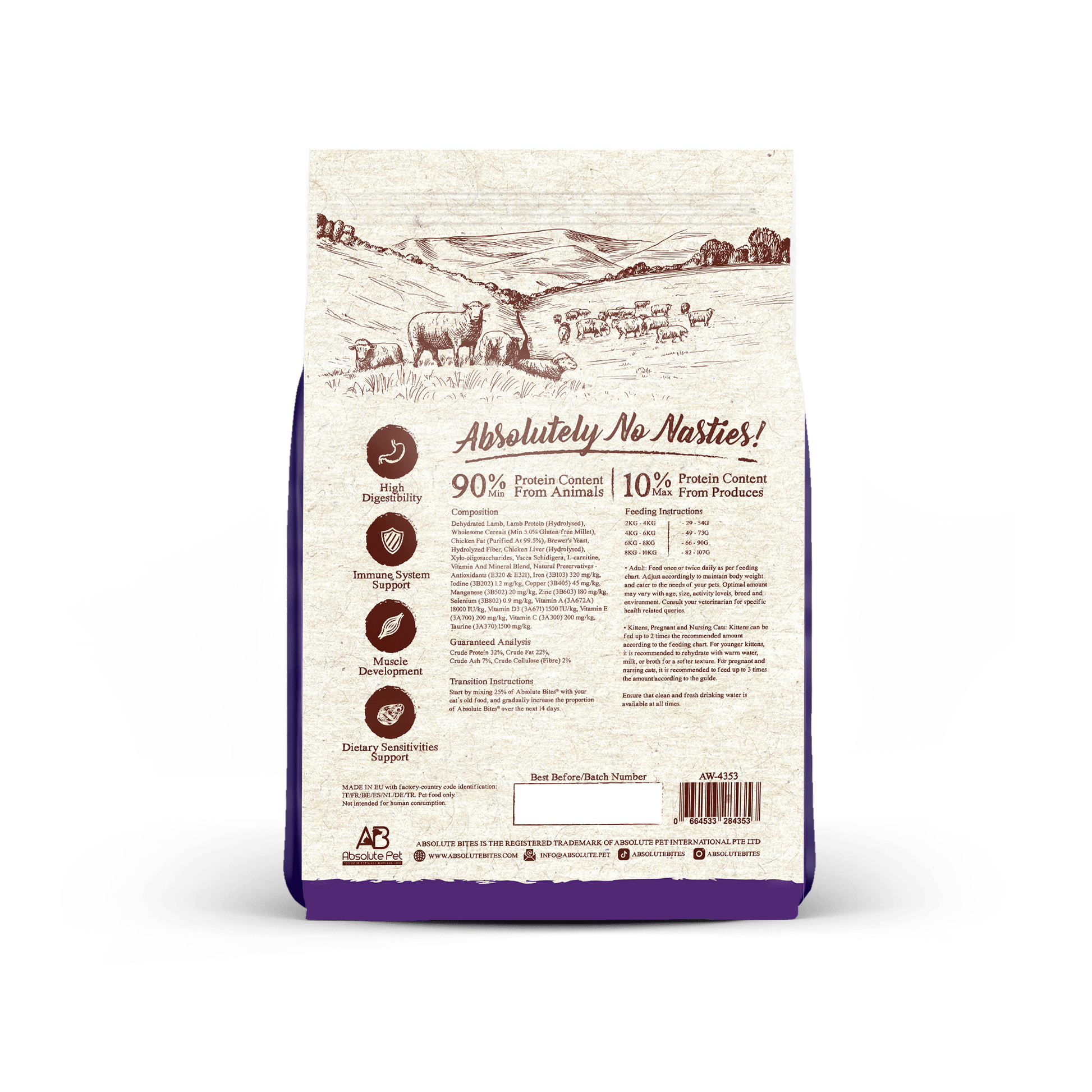 Absolute Bites Wild Age Dry Cat Food - Lamb (3.3lbs)