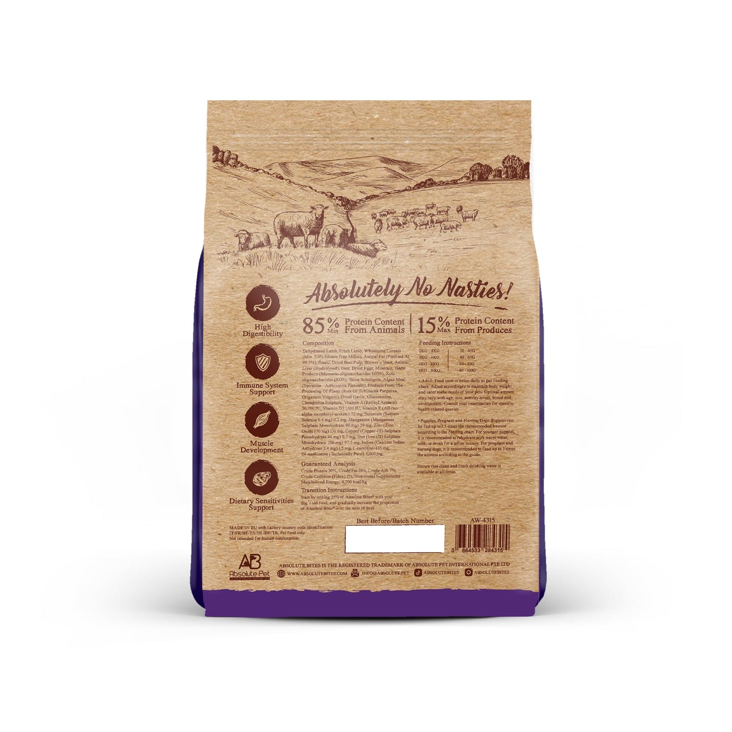 Absolute Bites Wild Age Dry Dog Food - Lamb & Potato (3.3lbs)