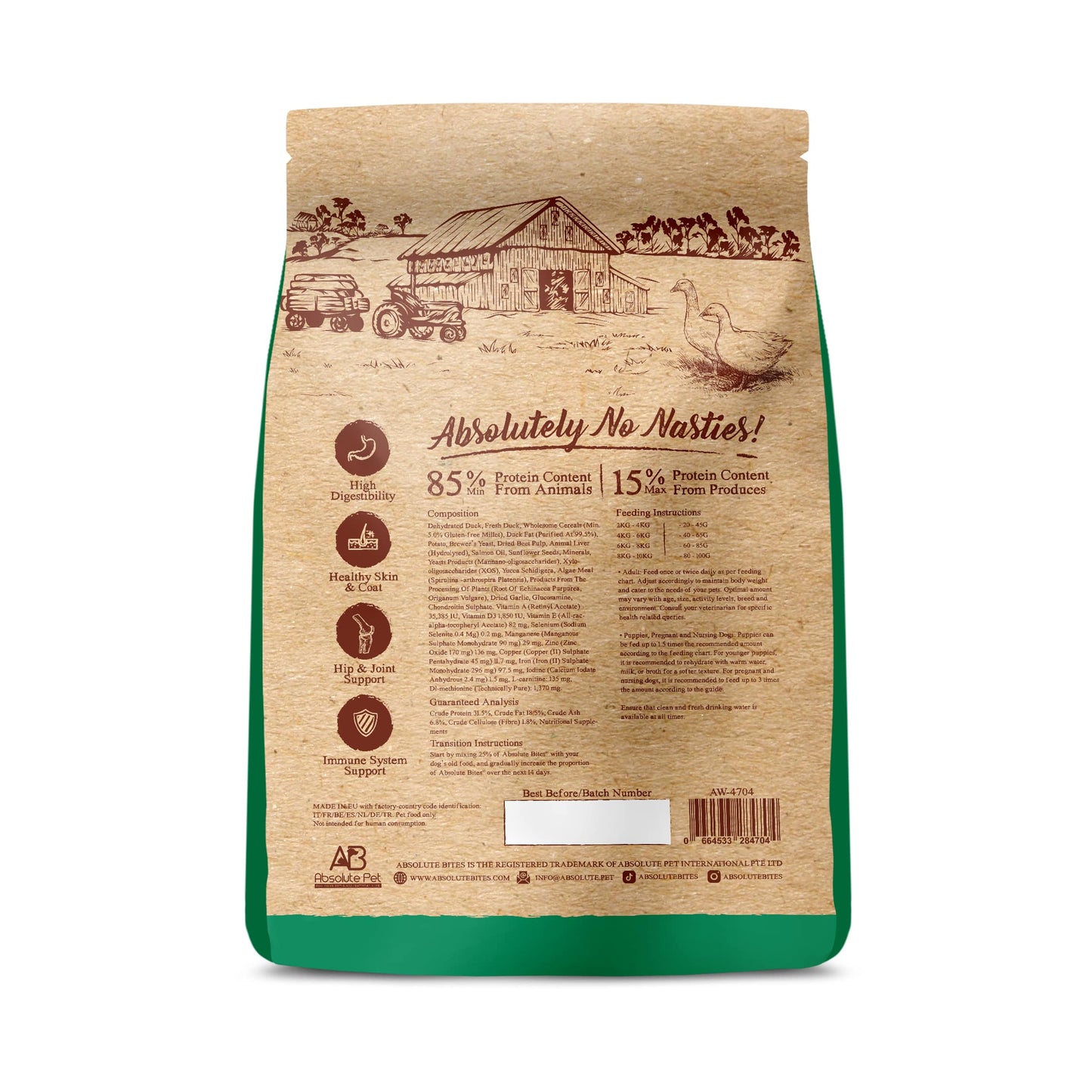 Absolute Bites Wild Age Dry Dog Food - Duck & Potato (22lbs)