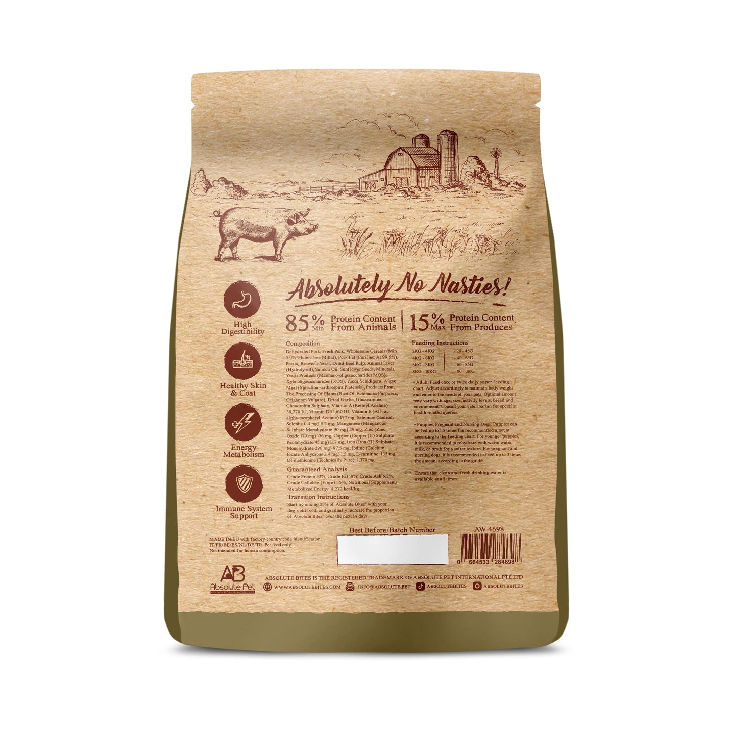 Absolute Bites Wild Age Dry Dog Food - Pork & Potato (22lbs)