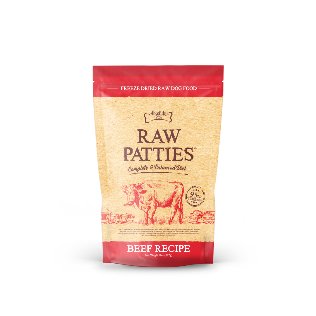 Absolute Bites Freeze Dried Raw Patties Dog Food - Beef Recipe