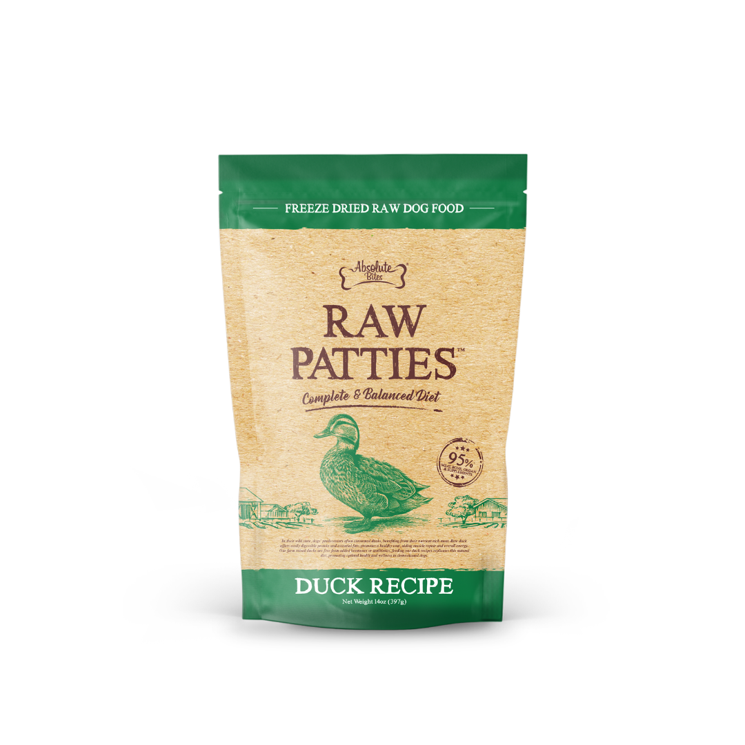 Absolute Bites Freeze Dried Raw Patties Dog Food - Duck Recipe