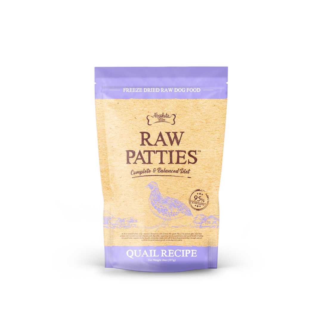 Absolute Bites Freeze Dried Raw Patties Dog Food - Quail Recipe