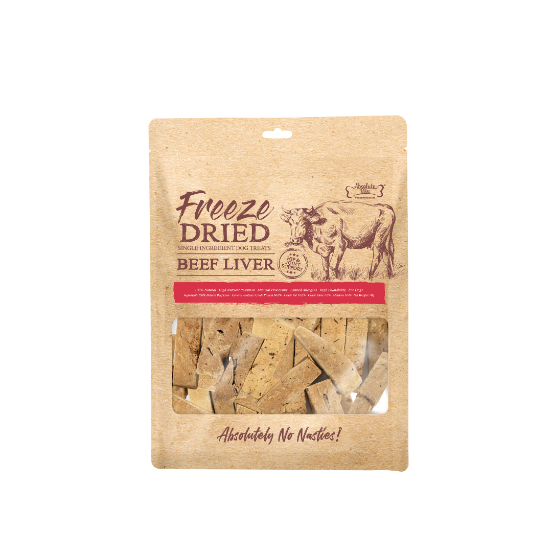 Absolute Bites Single Ingredient Freeze Dried Dog Treats - Beef Liver