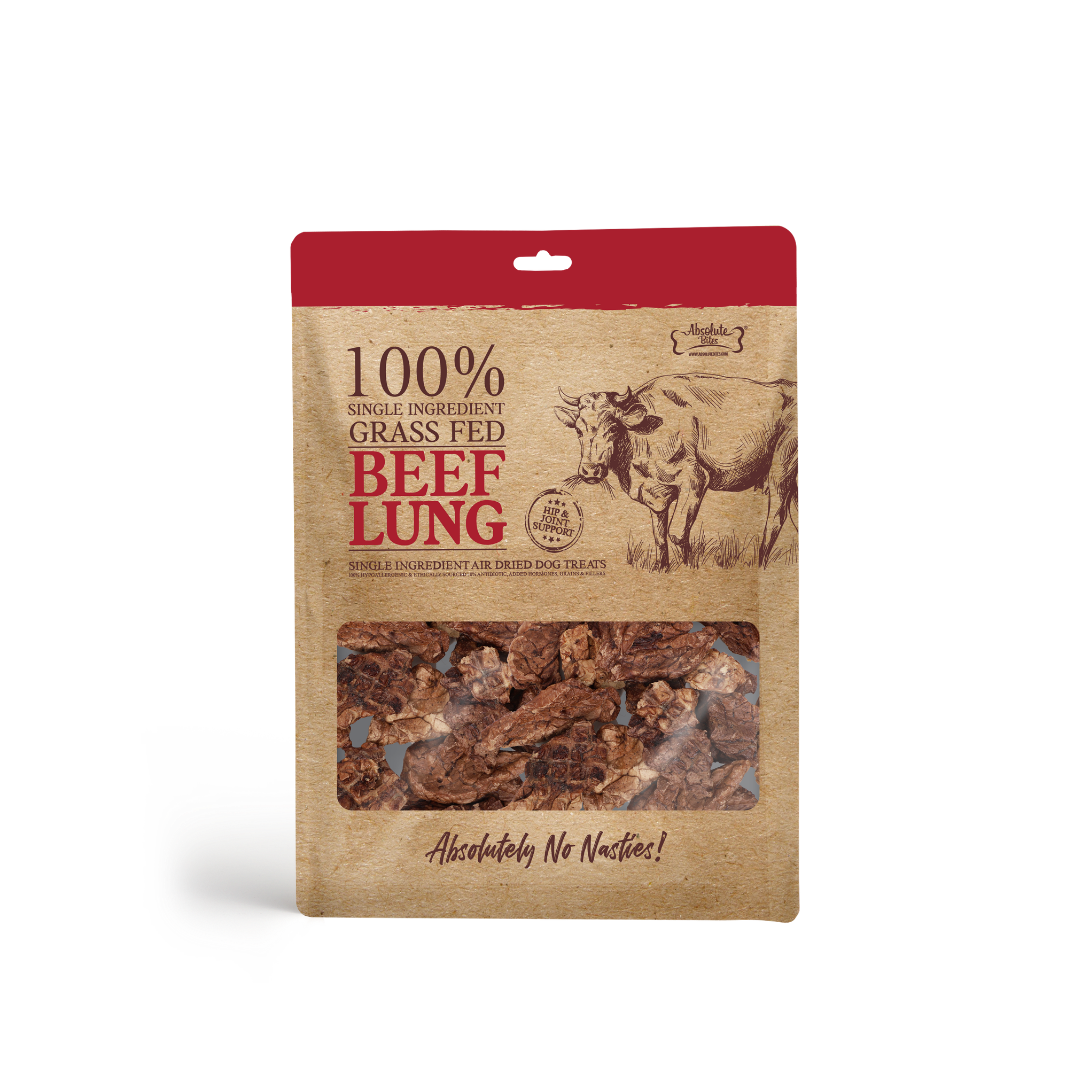 Absolute Bites Single Ingredient Air Dried Treats For Dogs - Beef Lung