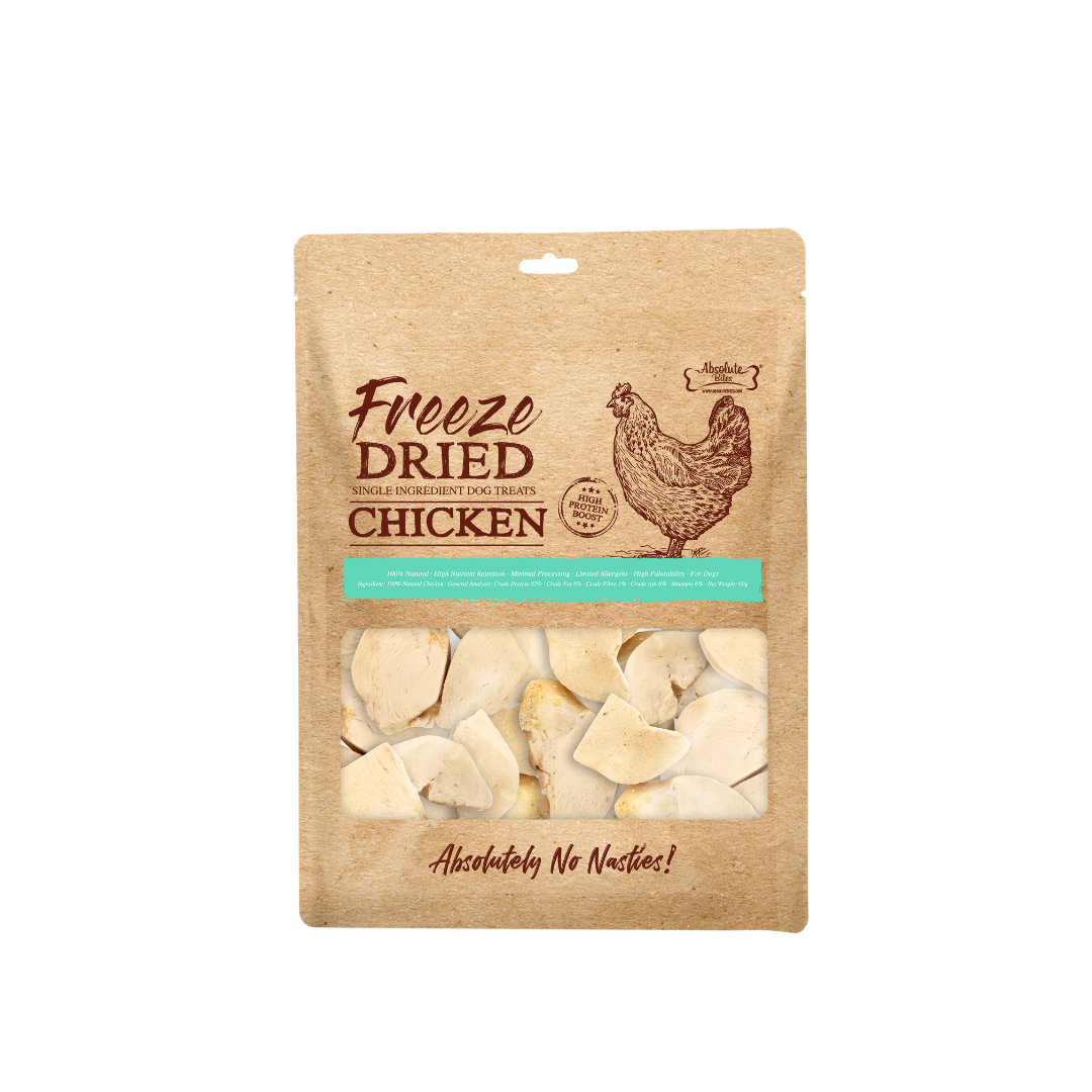 Absolute Bites Single Ingredient Freeze Dried Raw Treats for Dogs - Chicken Breast