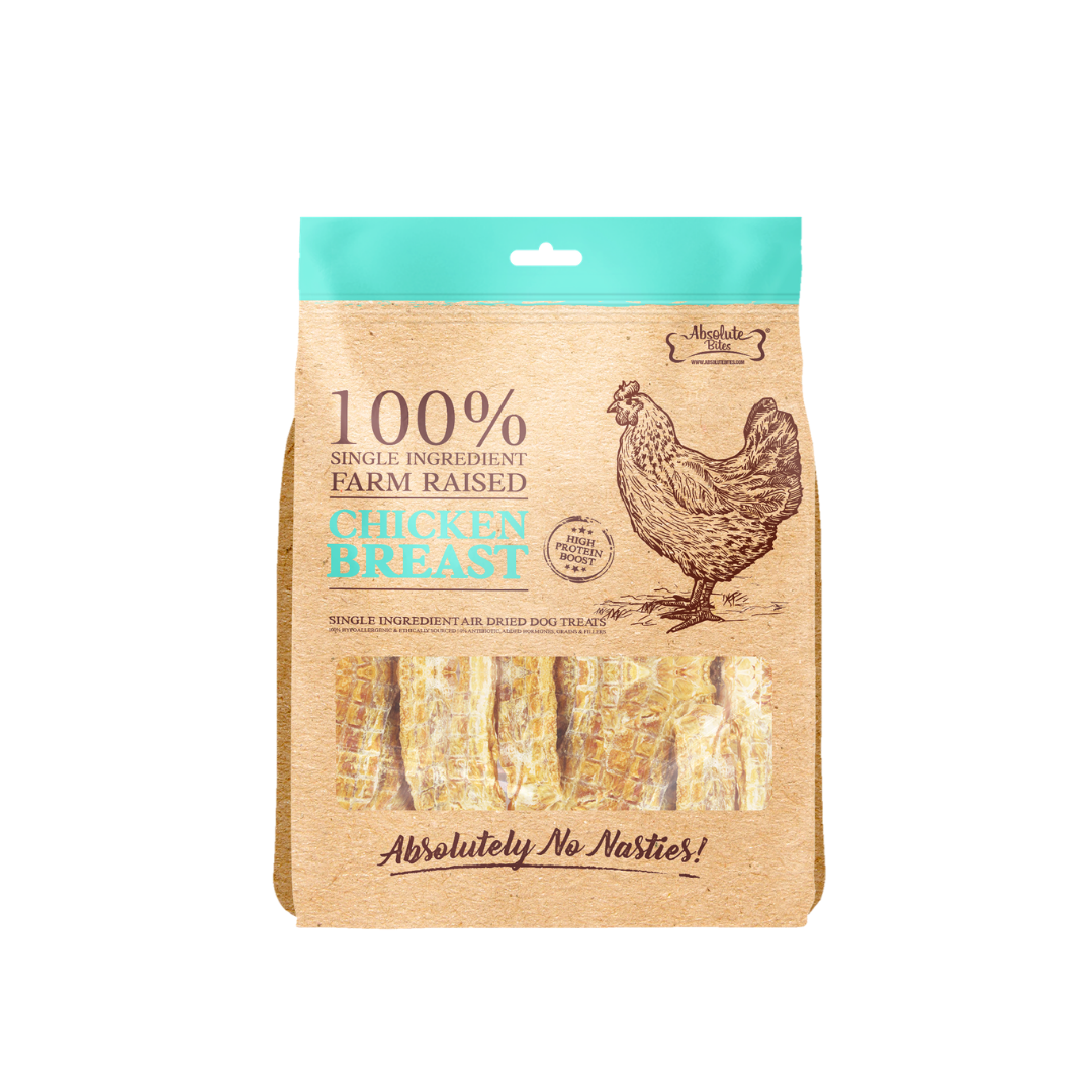 Absolute Bites Single Ingredient Air Dried Treats for Dogs - Chicken Breast (450g)