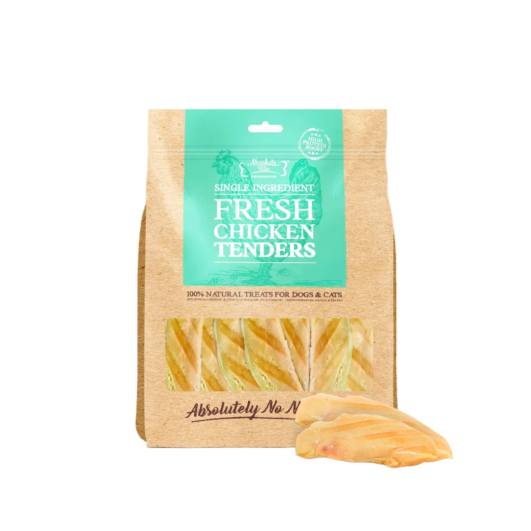 Absolute Bites Single Ingredient Fresh Cuts Treat for Cats & Dogs - Chicken Tenderloin