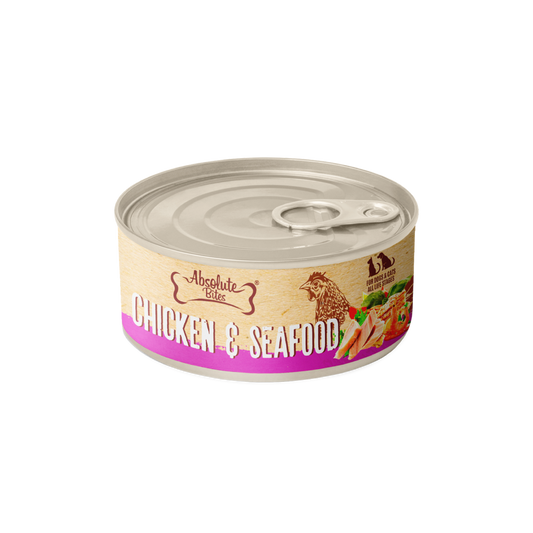 Absolute Bites Wet Canned Food - Chicken Shreds With Seafood