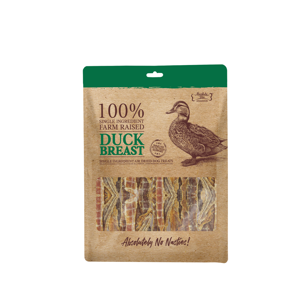 Absolute Bites Single Ingredient Air Dried Treats for Dogs - Duck Breast (110g)